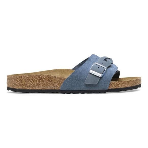 Birkenstock Oita Blue Suede Slide Sandals Braided Strap Boho Comfort Womens 8 - Picture 3 of 15